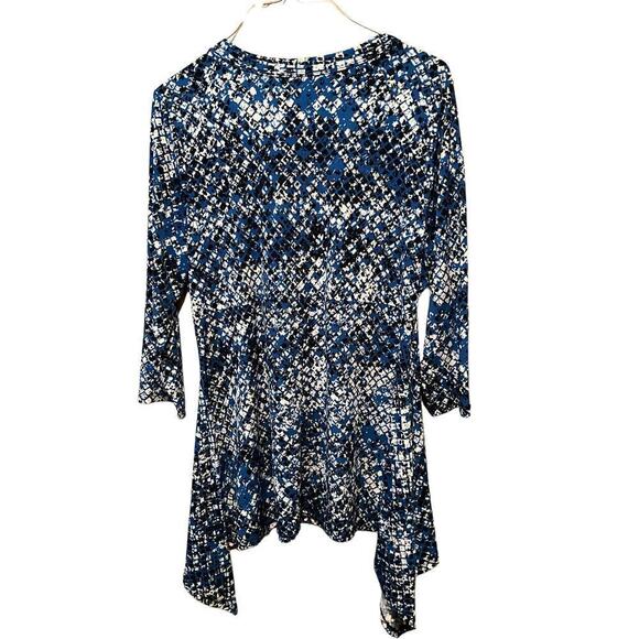 Chaus Top Women's Large Blue Printed Polyester Stretch Round Neck Pullover - Picture 2 of 6